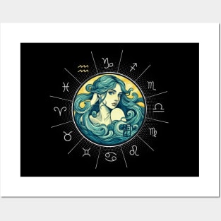 ZODIAC Aquarius - Astrological AQUARIUS - AQUARIUS - ZODIAC sign - Van Gogh style - 11 Posters and Art